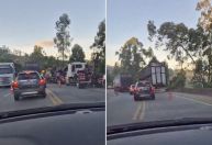 Caminhão com bois tomba na BR-381 e deixa dois feridos em João Monlevade