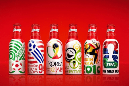 Garrafas especiais da Budweiser para a Copa do Mundo de 2026