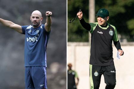 Montagem de fotos com os técnicos Franclim Carvalho, do Botafogo, e Fernando Seabra, do Coritiba