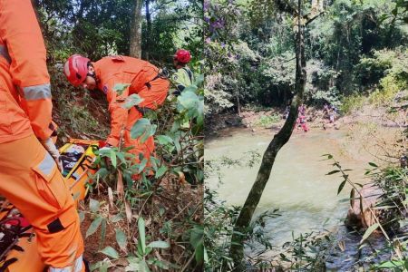 Mulher cai de altura de 10 metros em cachoeira e é resgatada pelos bombeiros na Grande BH