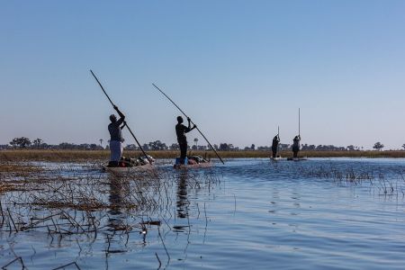 Travessia do Delta do Okavango em mokoro, Botsuana • Diego Delso , CC BY-SA 4.0 , via Wikimedia Commons