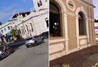 Homem joga tampa de bueiro e quebra vidraças da Câmara Municipal de Nova Lima; vídeo