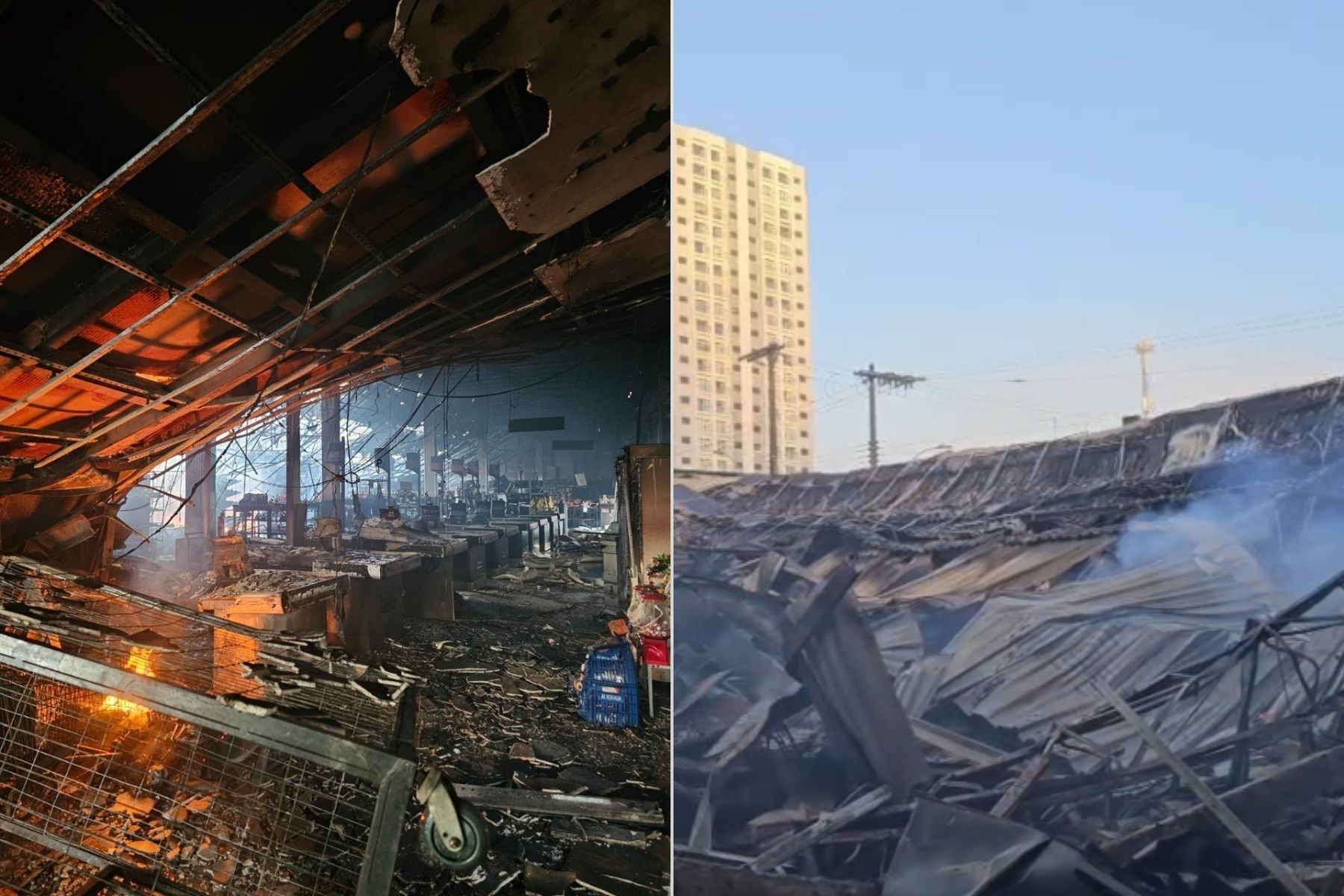Incêndio de grandes proporções atinge supermercado em Pouso Alegre-MG