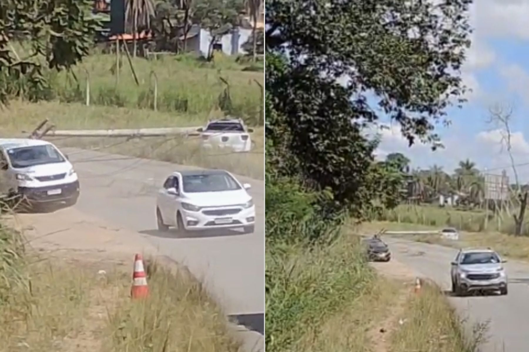 Carro bate em poste e interdita MG-10 em Lagoa Santa