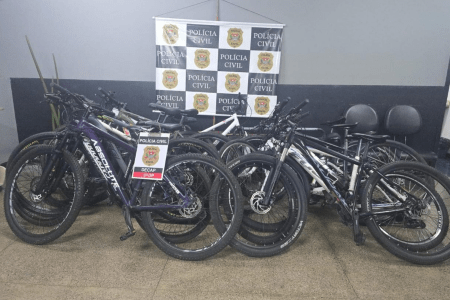 Bicicletas apreendidas durante operação da polícia em São Paulo
