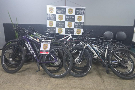 Bicicletas apreendidas durante operação da polícia em São Paulo