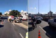 BH: caixa d'água cai de caminhão e causa batida com moto e carro na Cristiano Machado