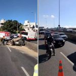 BH: caixa d'água cai de caminhão e causa batida com moto e carro na Cristiano Machado