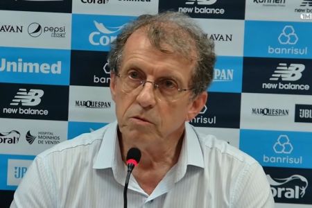 Odorico Roman, presidente do Grêmio, em entrevista após o GreNal • Reprodução/Grêmio