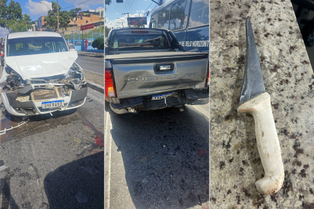 Dois veículos, uma Fiat Doblo e uma Chevrolet S10, foram danificados na ocorrência