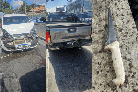 Dois veículos, uma Fiat Doblo e uma Chevrolet S10, foram danificados na ocorrência