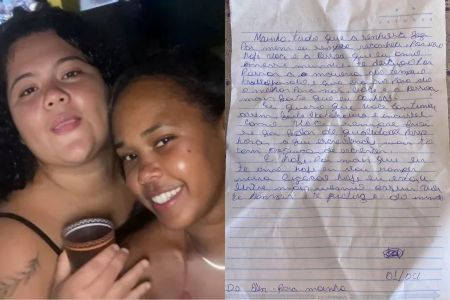 Uma das jovens deixou uma carta dias antes de sumir • Reprodução | Portal Bahia ExtremoSul