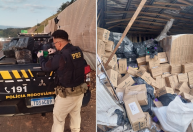 PRF diz que população tentou saquear maconha e esconder parte da carga após acidente na BR-381
