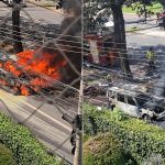 Carro pega fogo em via pública em BH