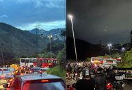 Ônibus roda na pista e interdita MG-030, em Nova Lima, no sentido BH; veja vídeo