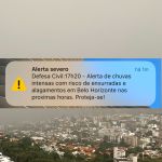 Defesa Civil emite alerta severo de risco para enxurradas em BH; veja recomendações