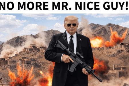 "Chega de ser o sr. bonzinho", diz legenda que acompanha montagem de Trump