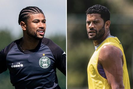 Montagem de fotos com Lucas Ronier, do Coritiba, e Hulk, do Atlético