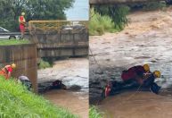 Bombeiros buscam por mulher desaparecida durante chuva no interior de SP