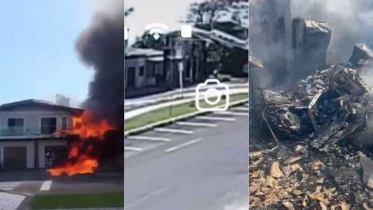 Imagens mostram destruição em restaurante após queda de avião com mortos no RS; veja