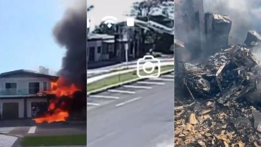 Imagens mostram destruição em restaurante após queda de avião com mortos no RS; veja