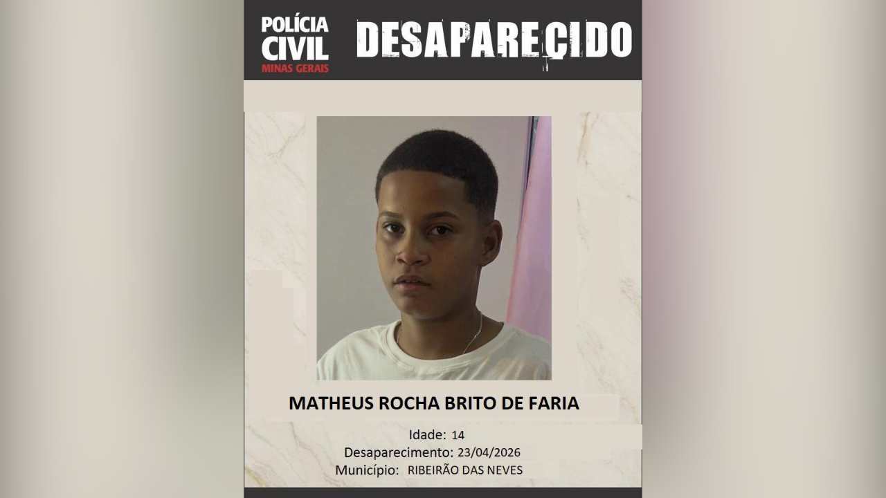 Adolescente de 14 anos desaparece em Ribeirão das Neves durante ida à escola
