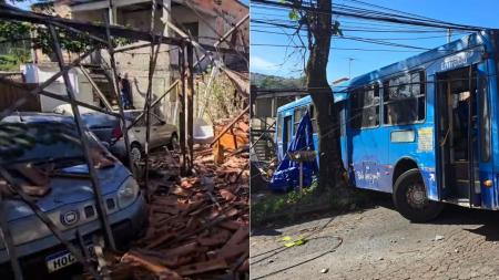 'Por pouco não morri', diz morador que teve casa invadida por ônibus em BH; vídeo