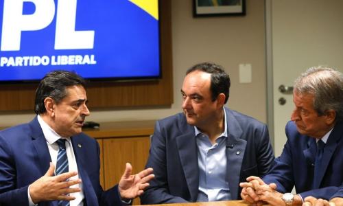 Domingos Sávio e Flávio Roscoe em reunião com Valdemar Costa Neto, presidente nacional do PL