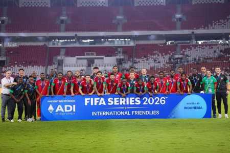 Seleção de São Cristóvão e Neves durante a Fifa Series • Divulgação/FIFA