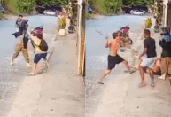 Vídeo flagra momento em que homem tenta matar a ex com machado e é morto em MG