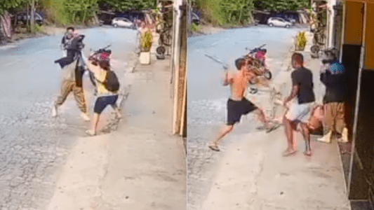 Vídeo flagra momento em que homem tenta matar a ex com machado e é morto em MG