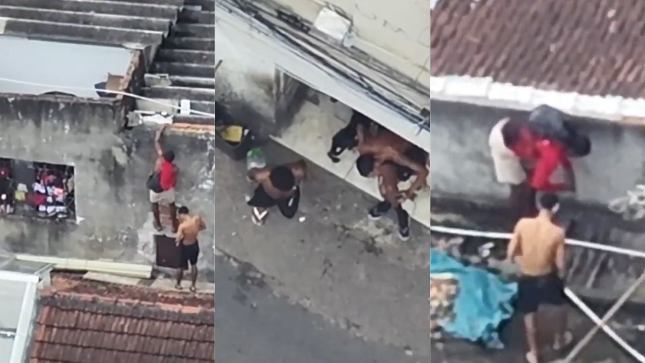 Vídeo mostra fuga por telhados antes de prisão de traficantes do CV no Rio