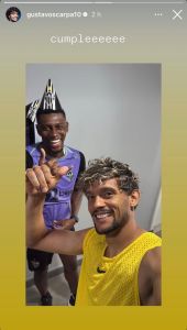 Gustavo Scarpa e Mateo Cassierra na Cidade do Galo, centro de treinamento do Atlético • Instagram / Gustavo Scarpa