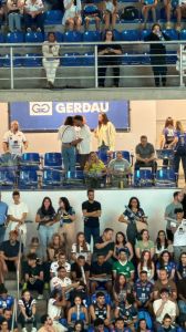 Kisy e Nicola Negro no camarote da Arena UniBH • Leonardo Parrela/Itatiaia