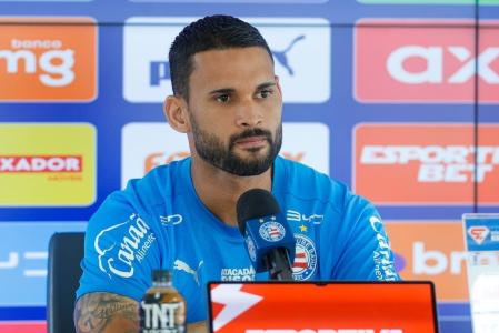 Willian José, atacante do Bahia, durante entrevista coletiva