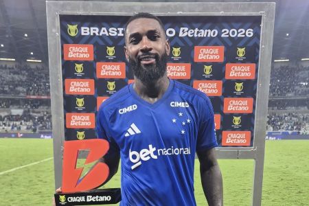 Gerson com prêmio de melhor em campo de Cruzeiro 2 x 1 RB Bragantino, pelo Brasileirão 2026