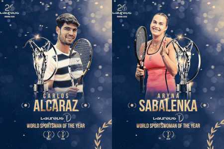 Carlos Alcaraz e Aryna Sabalenka, vencedores do Laureus 2026