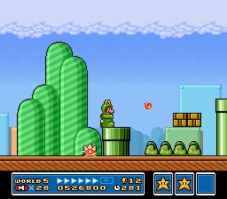 Roupa de sapo durante gameplay em Mario 3 • Imagem da internet