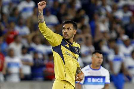 Paredes comemora em Universidad Católica 1 x 2 Boca Juniors, pela Libertadores 2026 • Divulgação/Copa Libertadores