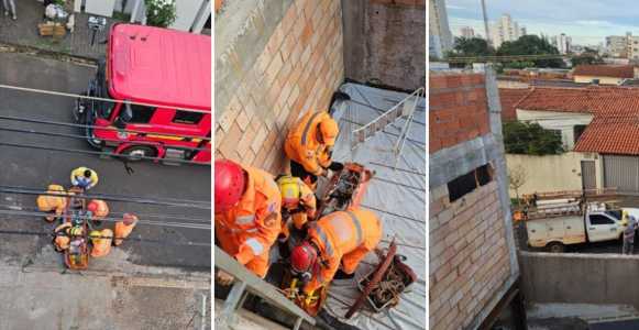 Trabalhador fazia um vergalhão • Divulgação Bombeiros