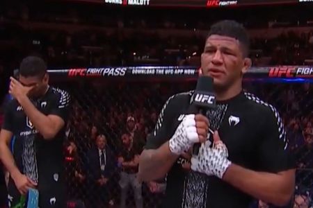 Gilbert Durinho em anúncio de aposentadoria após luta do UFC