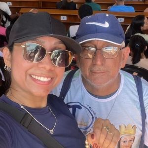 Fábio Alexsandro Silva participou da 5ª Romaria dos Milagres, ao lado da filha, Larissa Alexsandra Fernandes Silva • Arquivo Pessoal