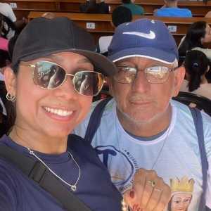 Fábio Alexsandro Silva participou da 5ª Romaria dos Milagres, ao lado da filha, Larissa Alexsandra Fernandes Silva • Arquivo Pessoal