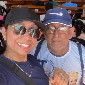 Fábio Alexsandro Silva participou da 5ª Romaria dos Milagres, ao lado da filha, Larissa Alexsandra Fernandes Silva • Arquivo Pessoal