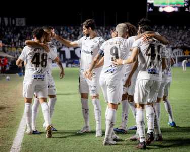 Jogadores do Santo celebraram gol contra o Deportivo Cuenca-EQU