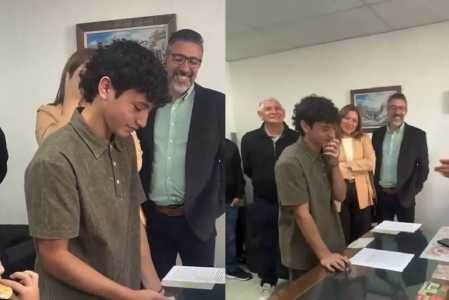 Thiago, de 15 anos, também se emocionou com o momento