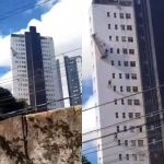 Vídeo: trabalhadores caem de andaime e ficam pendurados em prédio na Pampulha, em BH
