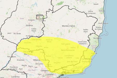 Tempestade e granizo em MG: veja lista das 594 cidades sob alerta nesta quarta (20) • Reprodução/ Inmet