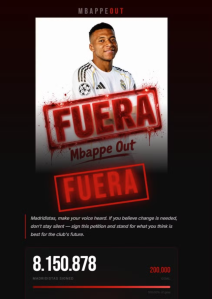 Petição da torcida do Real Madrid • Reprodução