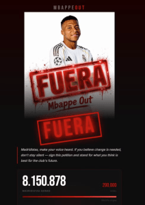 Petição da torcida do Real Madrid • Reprodução
